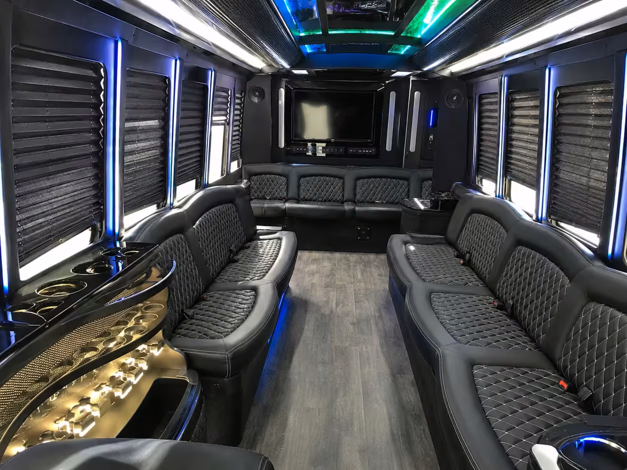15 passenger party bus inside